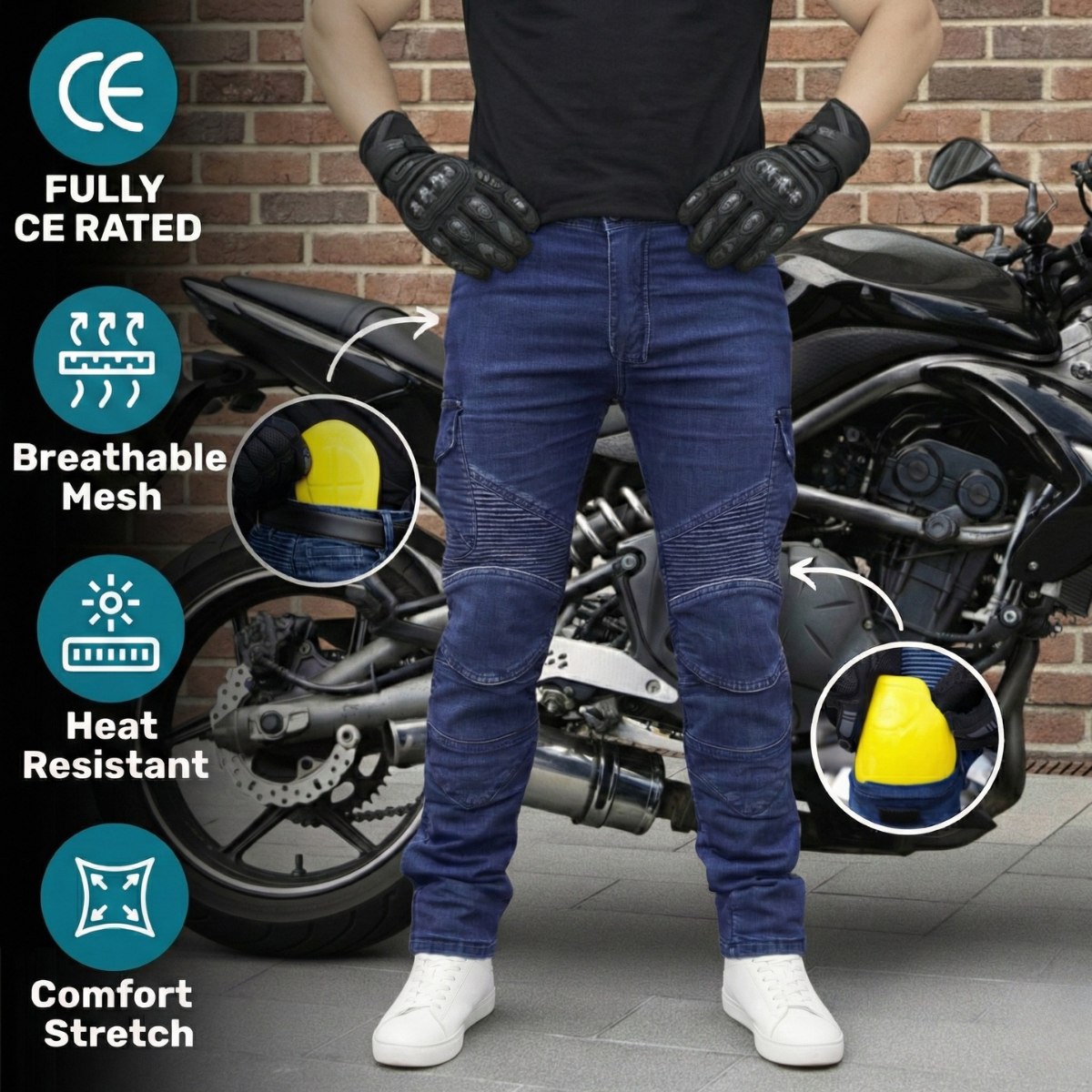 IronRide Denim Protective Motorcycle Jeans